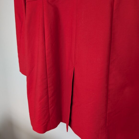 JACOB Long Red Trench Coat Button Up with Faux Pockets Women's Size M - Picture 5 of 13